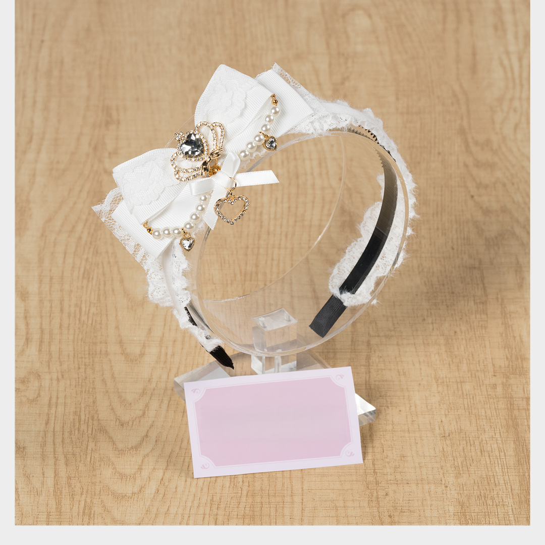 Ryousangata Bow Headband, Rhinestone Accents 44413:808726
