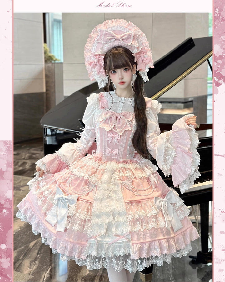 Vintage Lolita Dress Pink Doll-like Dress Princess Sleeve Blouse BNT (L M S) 41170:697896
