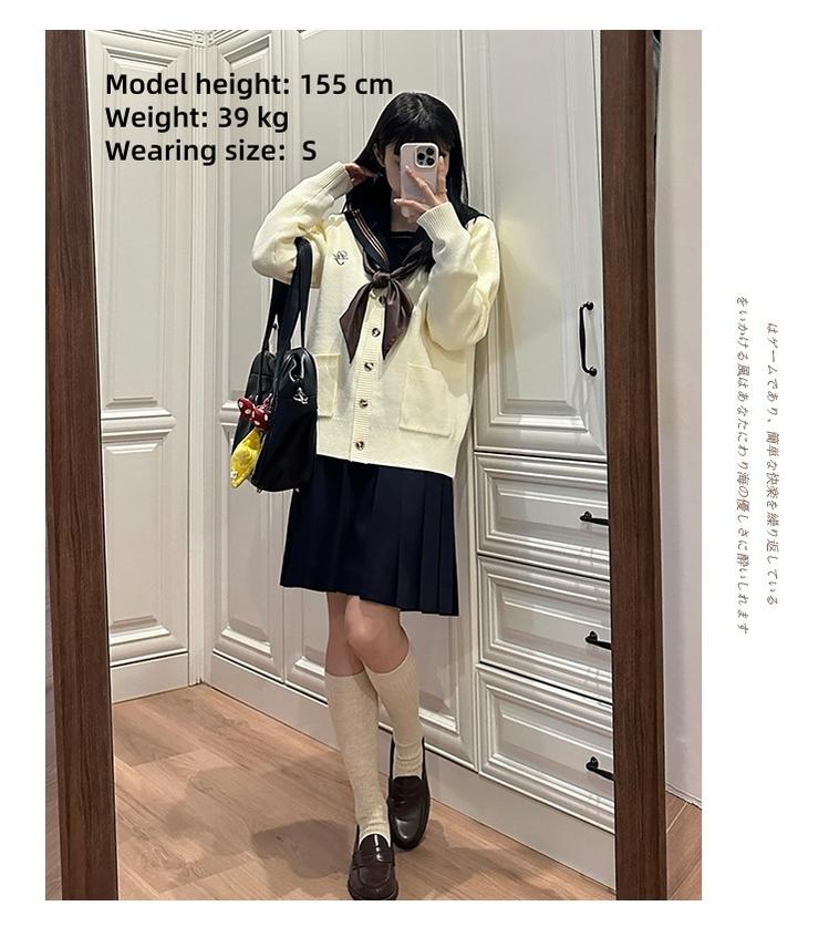 JK Uniform V-Neck Cardigan for Kansai-Collar Style Multicolor 42668:750883