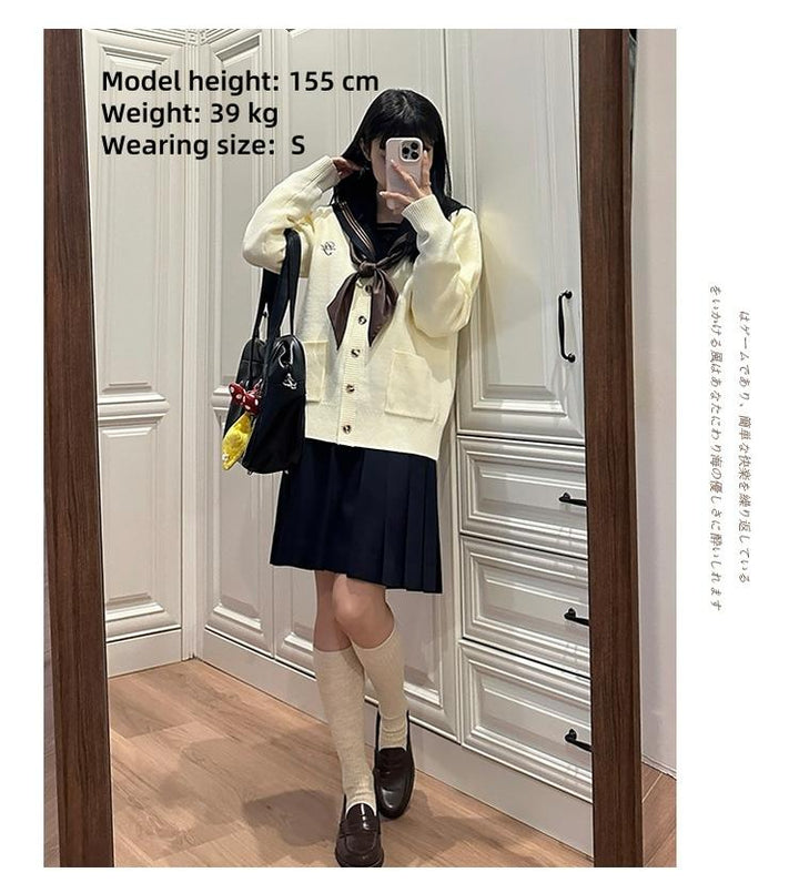 JK Uniform V-Neck Cardigan for Kansai-Collar Style Multicolor 42668:750883