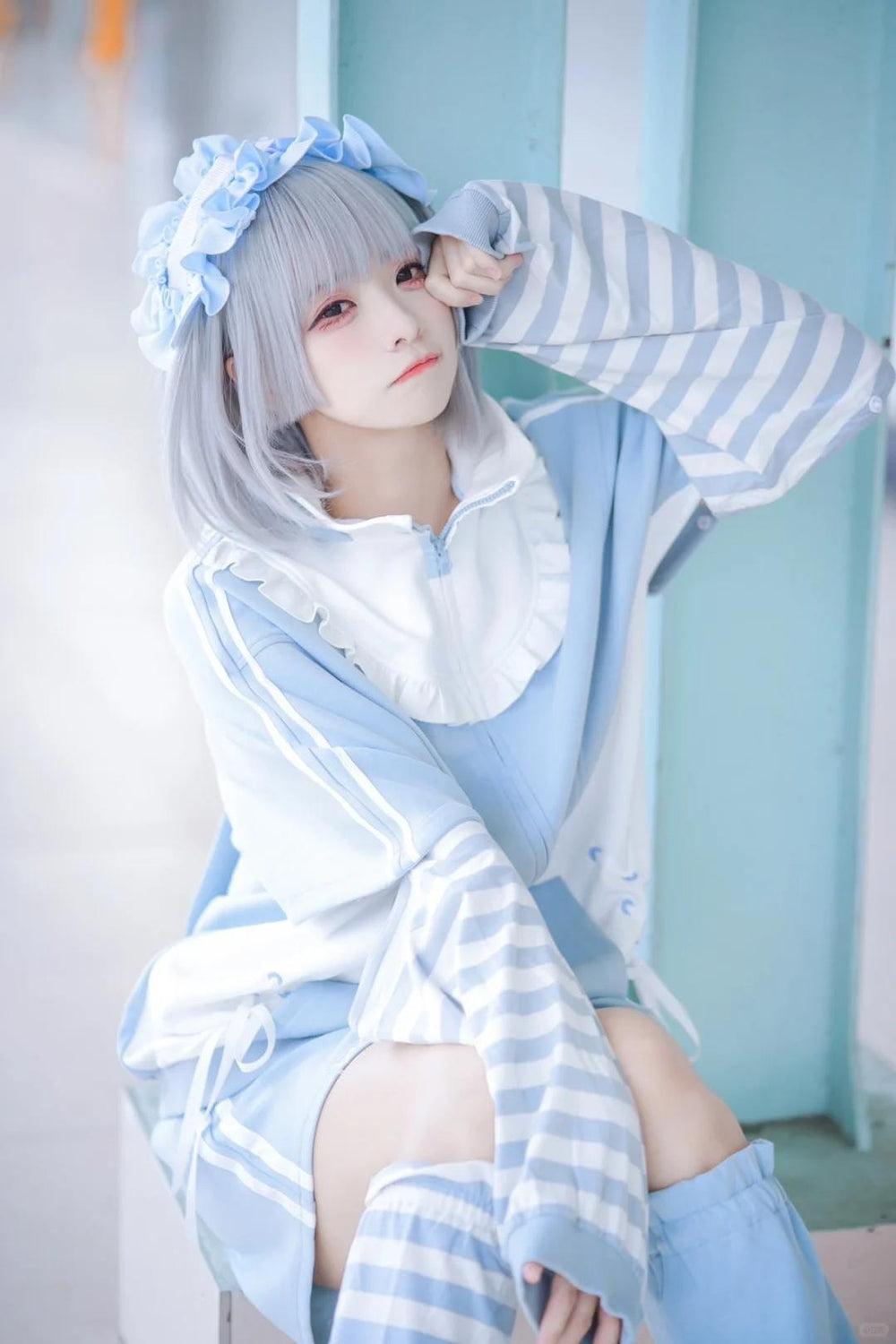 Tenshi Kaiwai Coat Blue Hoode With Long Bunny Ears 21834:758217