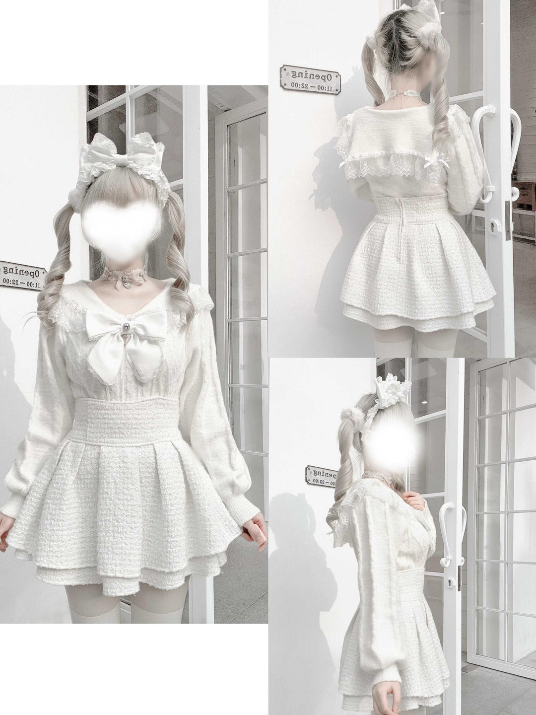 Sailor Collar Jirai Kei Sweater, Detachable Bow 44290:803119