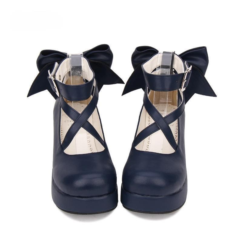 Lolita Platform Shoes Big Bow Round Toe Shoes Multicolor 31644:370616