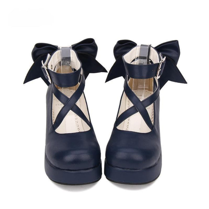 Lolita Platform Shoes Big Bow Round Toe Shoes Multicolor 31644:370616