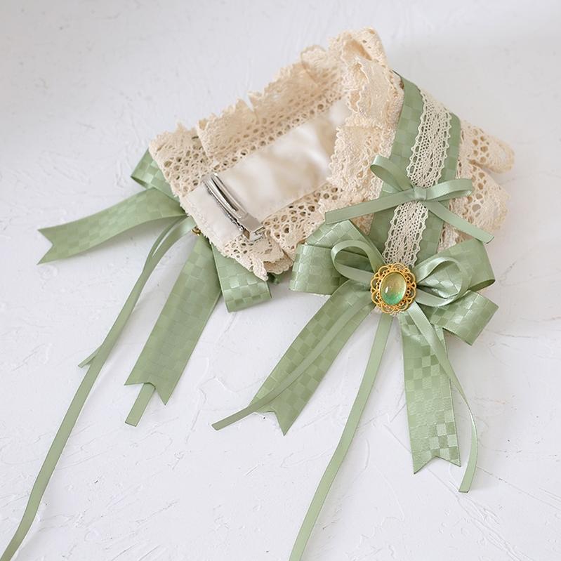 Lolita Fashion And Mori Kei Hair accessory Matcha Green Lace Brooch Clasp 36426:520760
