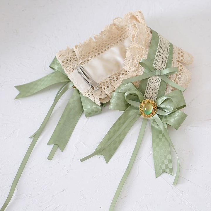 Lolita Fashion And Mori Kei Hair accessory Matcha Green Lace Brooch Clasp 36426:520760