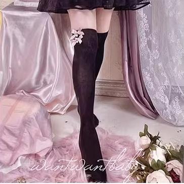 Jirai Kei Socks Black White Pink Blue Bow Lace Socks 21754:320610