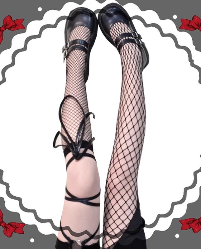 Gothic Lolita Fishnet Calf Sock, Thigh-high Sock, Garter 43319:773817