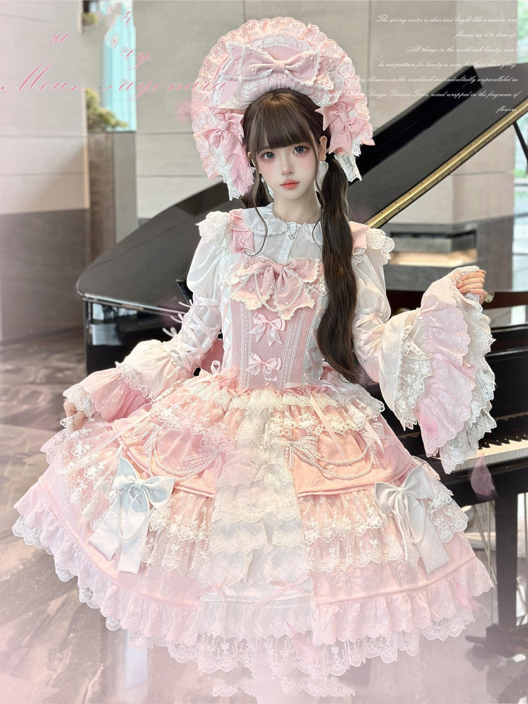 Vintage Lolita Dress Pink Doll-like Dress Princess Sleeve Blouse BNT (L M S) 41170:697924