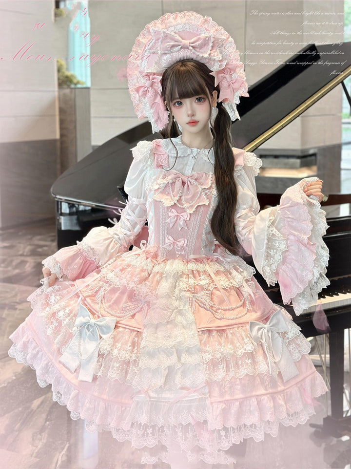 Vintage Lolita Dress Pink Doll-like Dress Princess Sleeve Blouse BNT (L M S) 41170:697924