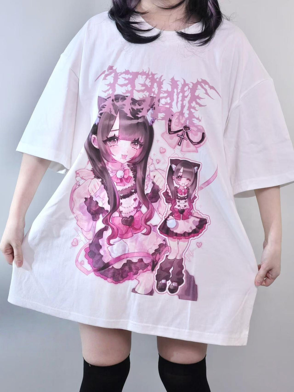 Cotton Subculture Drop Shoulder T-Shirt, Maid Graphic 43064:782943