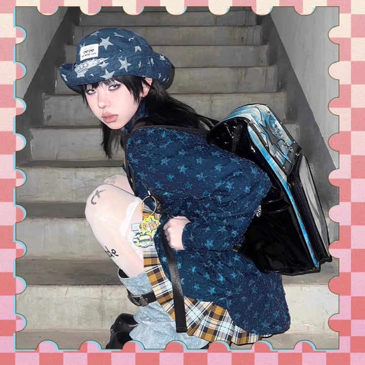Subculture Ita Bag Plaid Star Large Capacity Ita Backpack 40120:665866