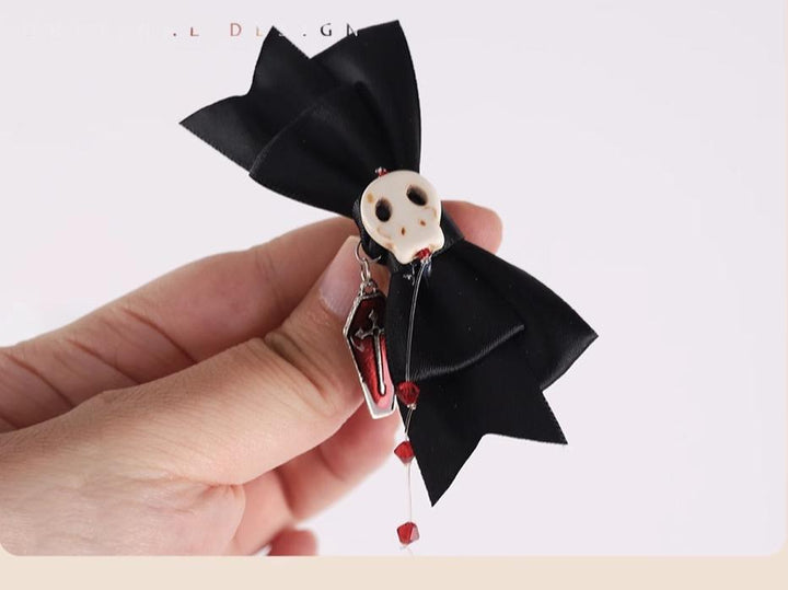 Gothic Lolita Hair Clips Black Bow Lace Hair Accessory 39652:635762