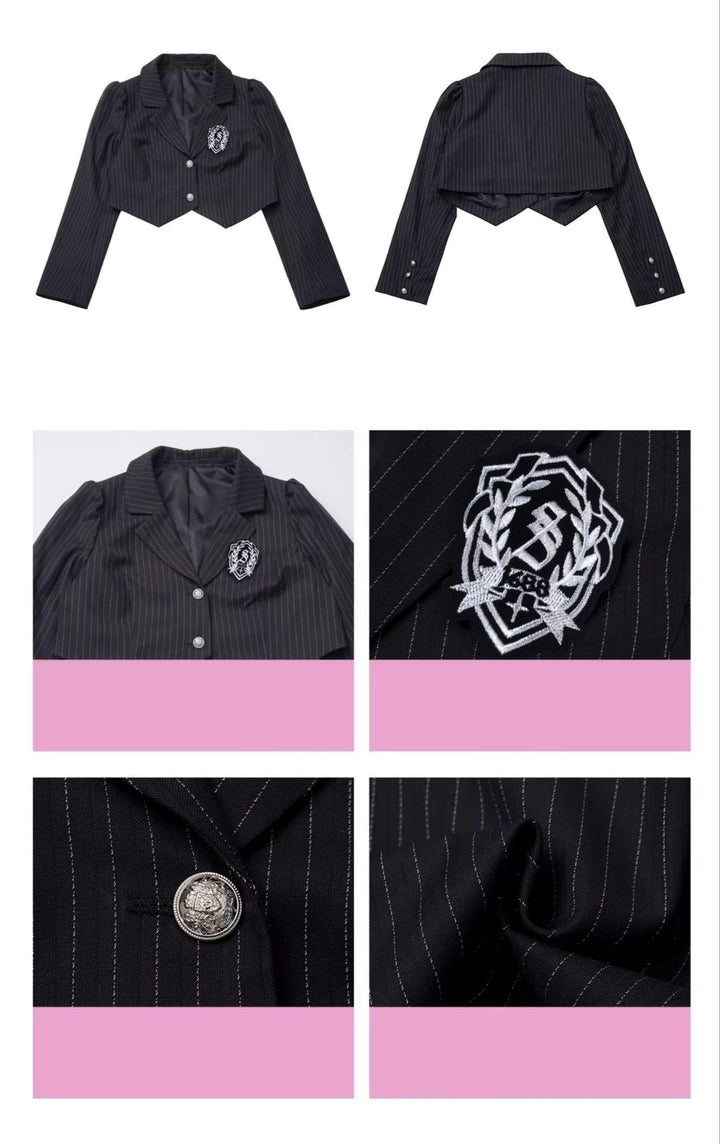 JK Uniform Striped Blazer, Blouse and Pleated Skirt 44171:800213