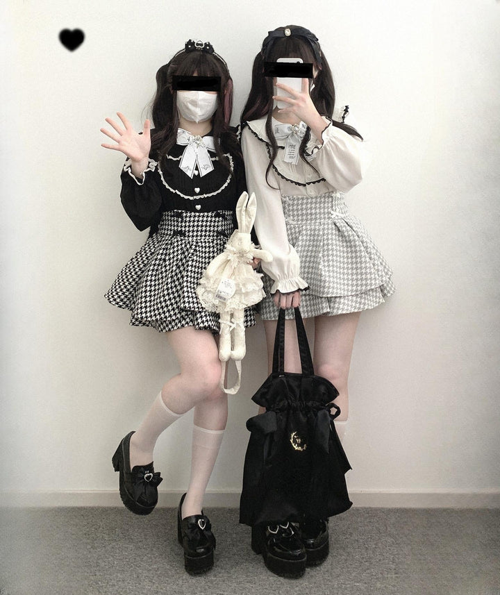 Jirai Kei Shirt Trimmed Peter Pan Collar Long-sleeved Bunny Ear Blouse 42707:750771