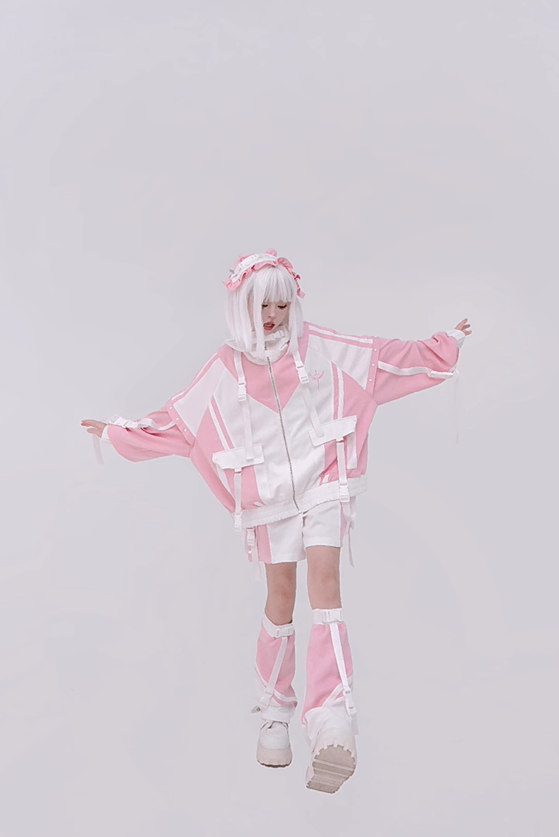 Plus Size Tenshi Kaiwai Coat Set Multicolor Sporty Outfits 40332:661554