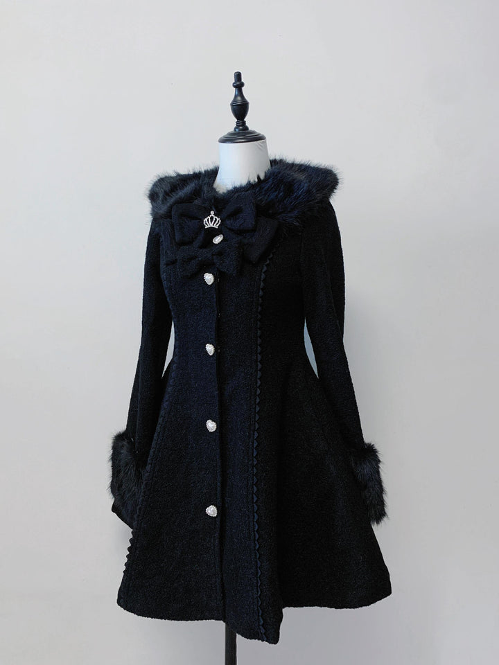 Jirai Kei Wool Blend Winter Coat, Quilted Lining (L M) 44567:813957