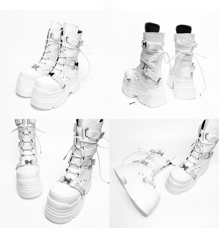 Punk Platform Boots with Mid-calf Length Shaft 42713:753330