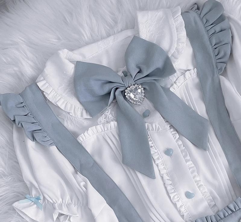 Jirai Kei White Blouse, Suspender Skirt (L M S) 21838:746441