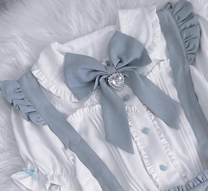 Jirai Kei White Blouse, Suspender Skirt (L M S) 21838:746441