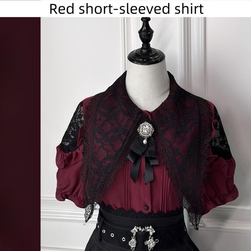 Jirai Kei Lace Blouse Double Layer Skirt A-line (L M XL XXL) 39278:760968