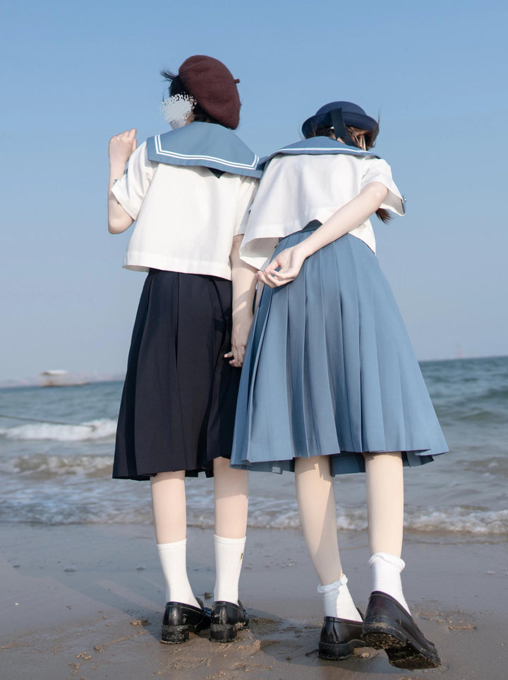 Summer JK Uniform Set, Sailor Collar Blouse, Pleated Skirt 43329:774758