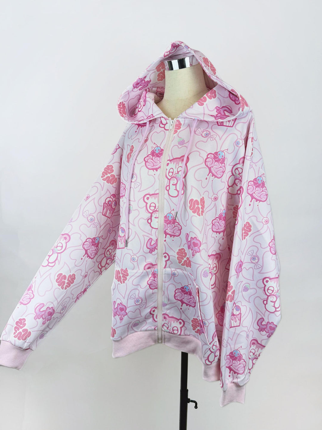 Yami Kawaii Printed Jacket and Hoodie, Bear Ear (L M S) 44149:798128
