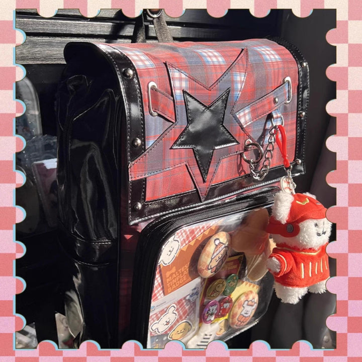 Subculture Ita Bag Plaid Star Large Capacity Ita Backpack 40120:665872