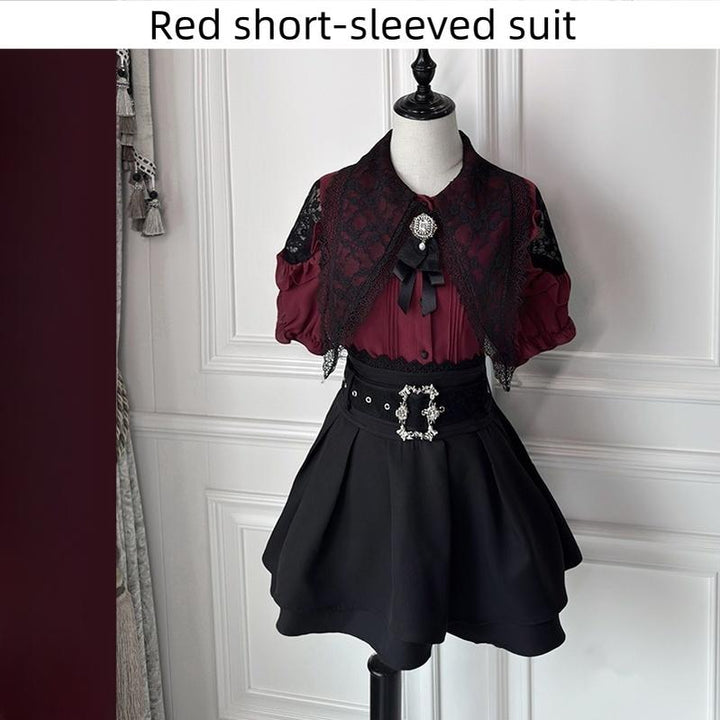 Jirai Kei Lace Blouse Double Layer Skirt A-line (L M XL XXL) 39278:760966