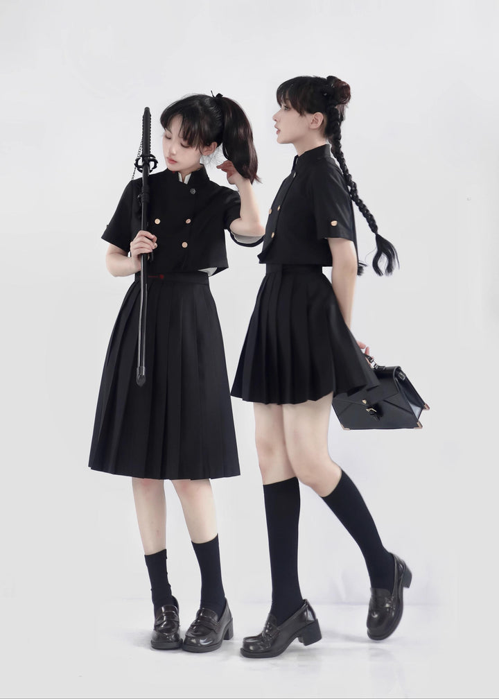 JK Uniform Pleated Skirts with Six Lengths & Embroidered Coat 42566:746360