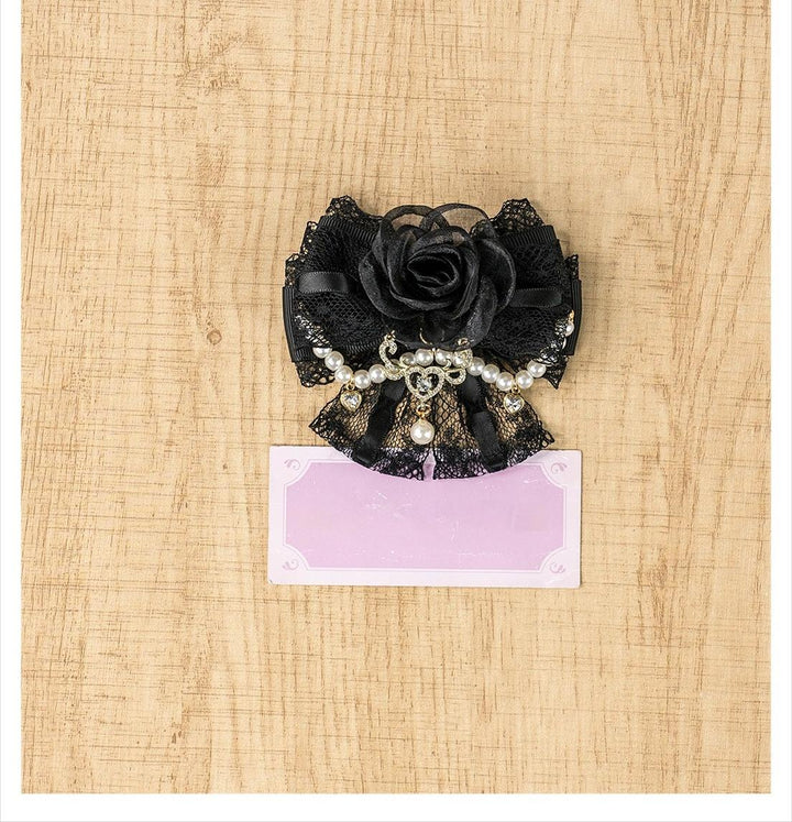 Jirai Kei Hair Clip in Mini & Rose Styles with Pearl Accents 42802:754705
