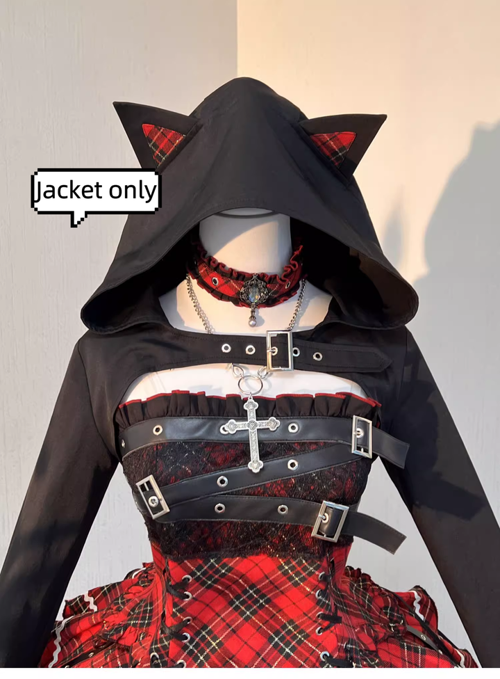 Gothic Lolita Dress Red Purple Top Irregular Skirt Hem Set (L M S XL) 39142:615948