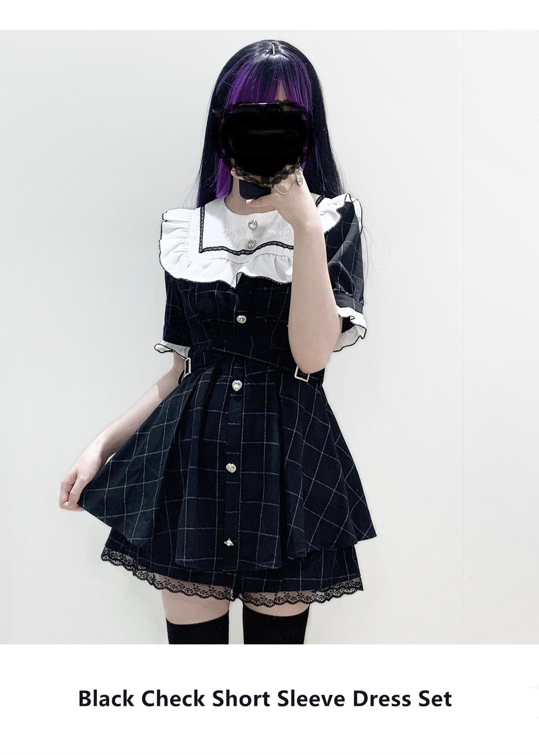 Jirai Kei Dress Square Collar Shorts Set Multicolor (Large Small) 33998:478914