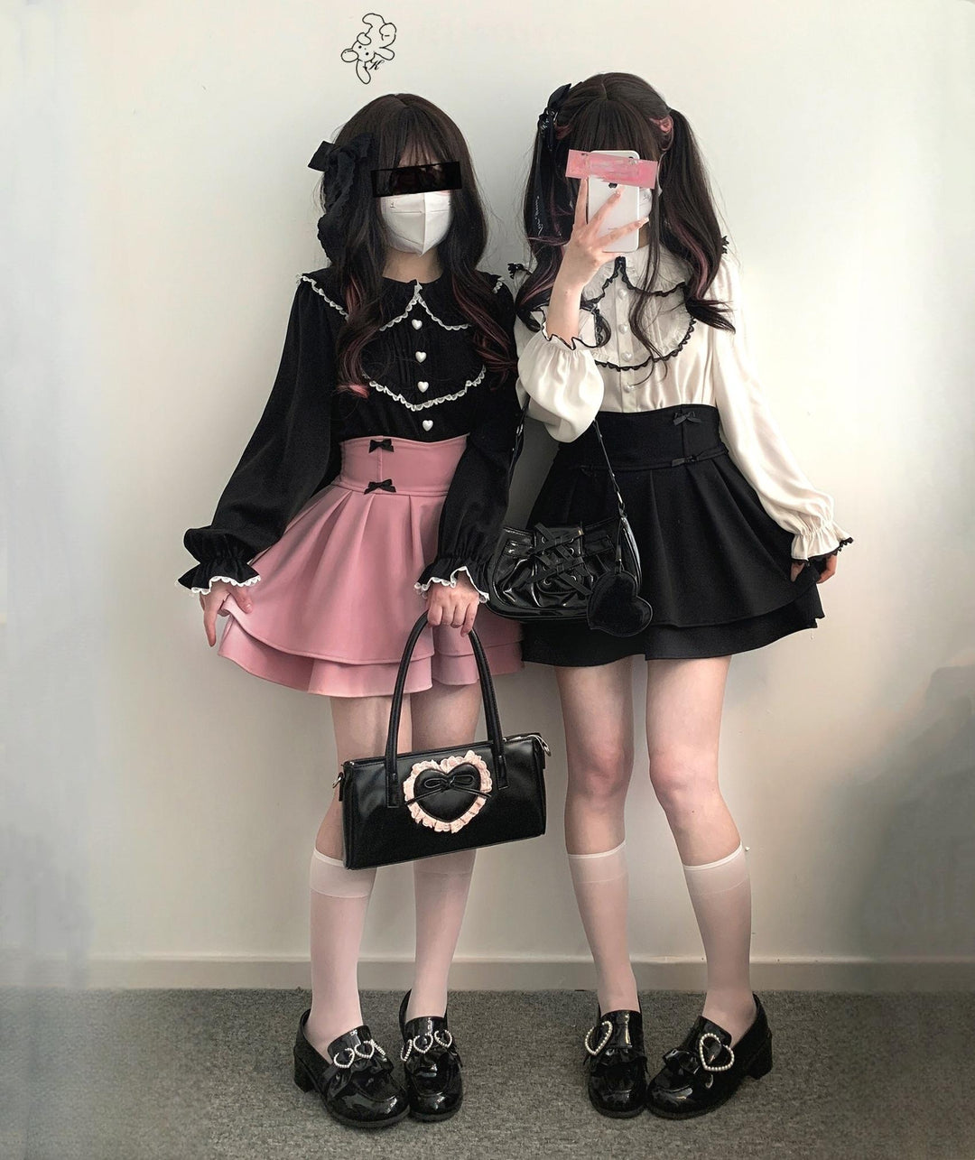Jirai Kei Shirt Trimmed Peter Pan Collar Long-sleeved Bunny Ear Blouse 42707:750768