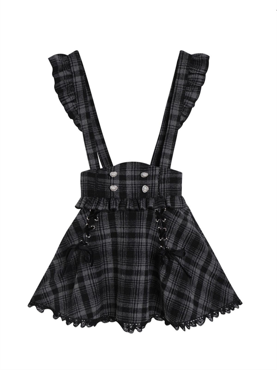 Jirai Kei Set Purple Open-Shoulder Blouse Plaid Suspender Skirt Set 33830:440796
