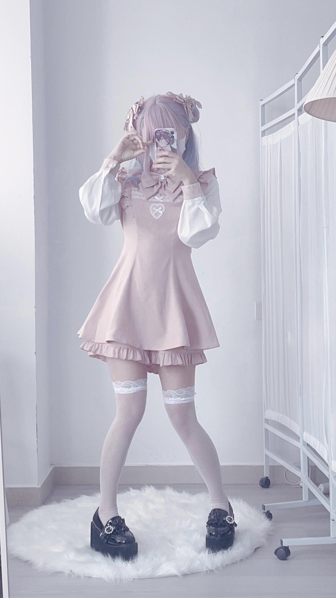 Jirai Kei Set Up Lace Dress Set Black Pink Blue Dress 34480:462698