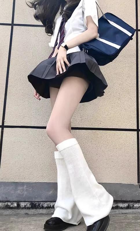 Harajuku Fashion White Black Gray Leg Warmers 28966:339378