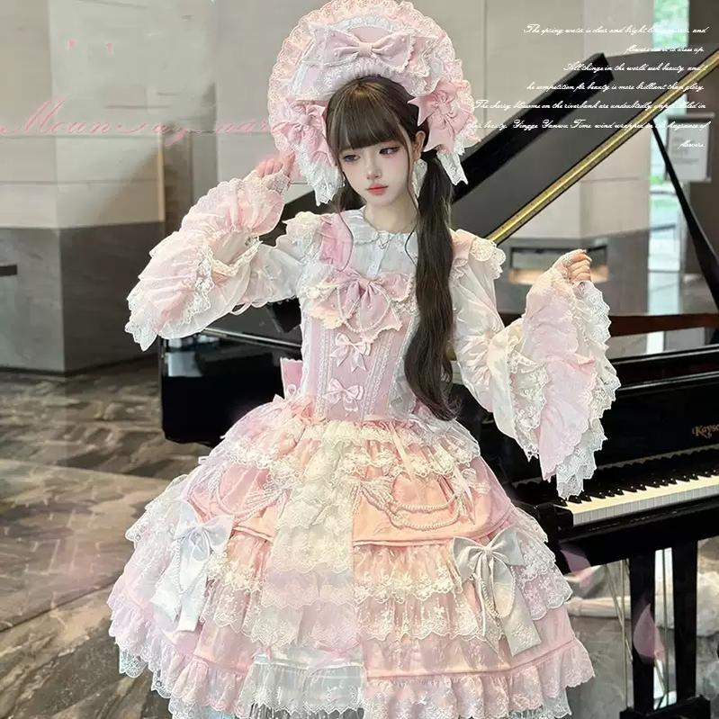 Vintage Lolita Dress Pink Doll-like Dress Princess Sleeve Blouse BNT 41170:697906