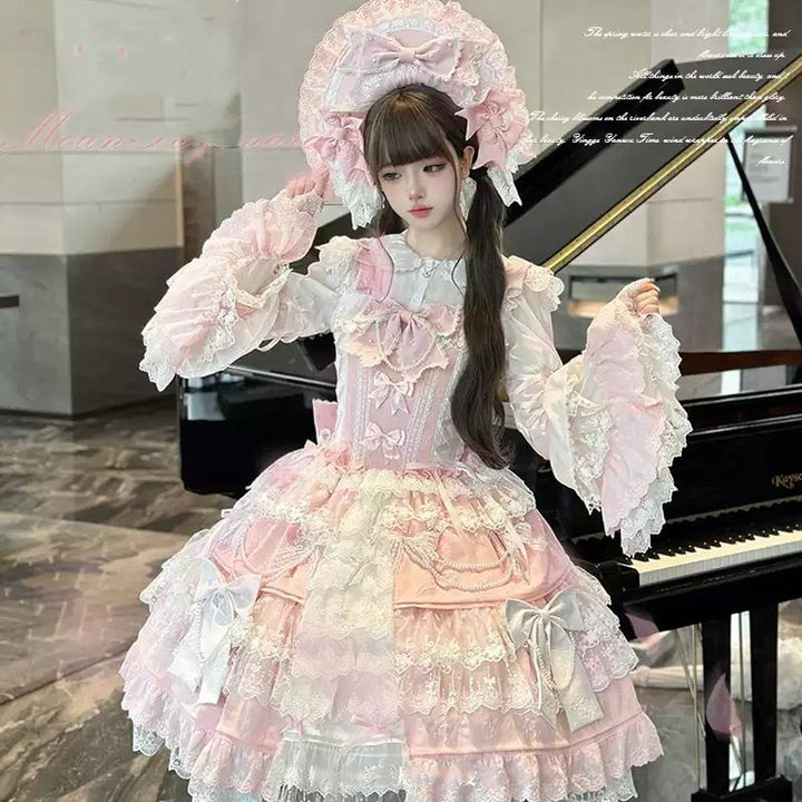 Vintage Lolita Dress Pink Doll-like Dress Princess Sleeve Blouse BNT 41170:697906