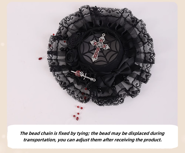 Gothic Lolita Hair Clips Black Bow Lace Hair Accessory 39652:635800