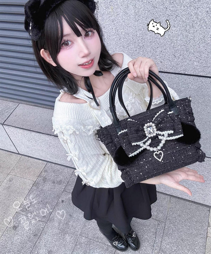 Ryousangata Style Handbag, Bow and Plush Ears 43680:782726