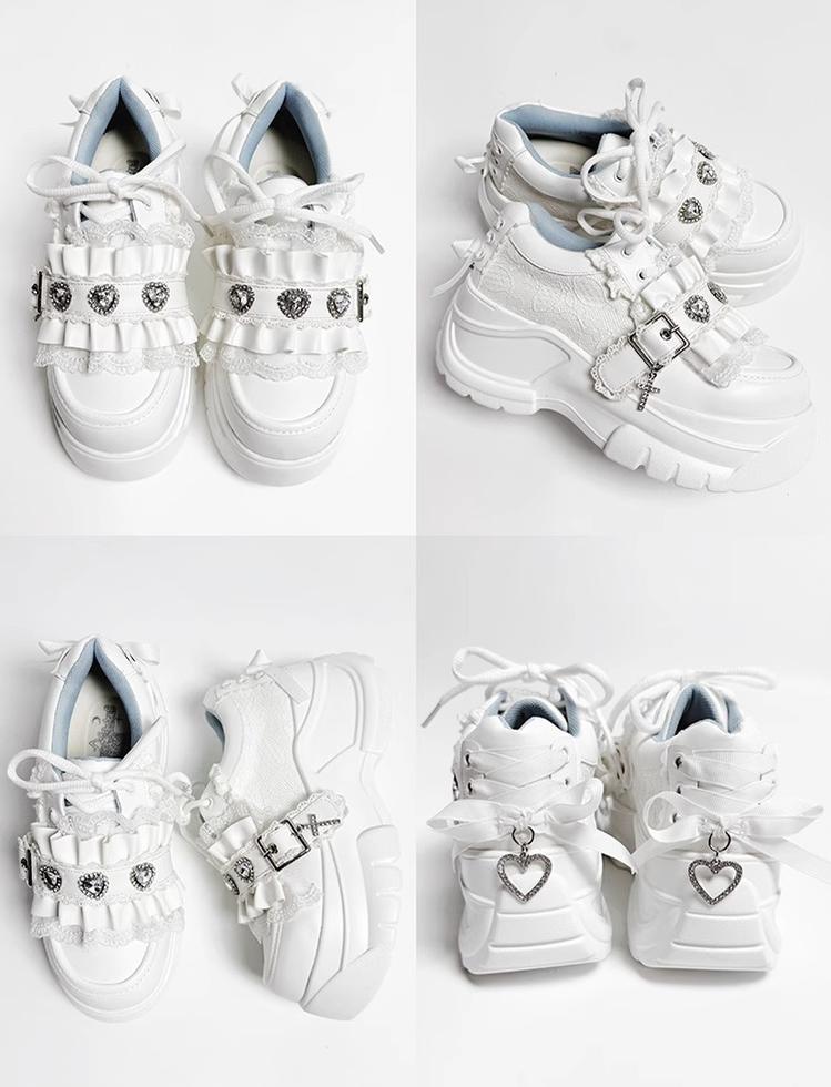 Subculture Platform Shoes, Heart-shaped Rhinestone 43619:781229