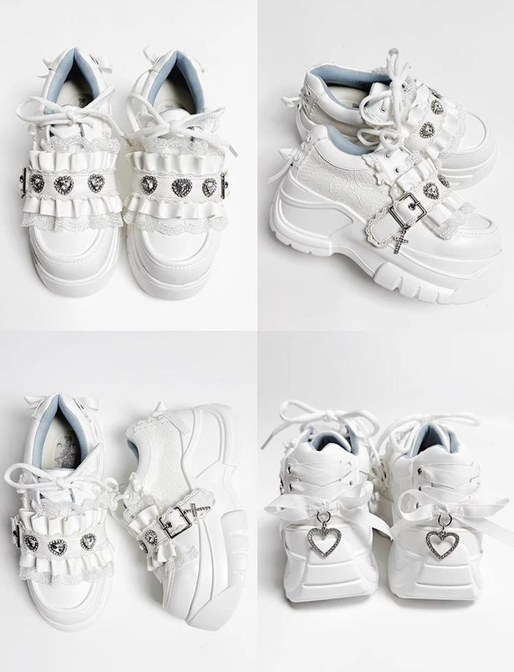 Subculture Platform Shoes, Heart-shaped Rhinestone 43619:781229
