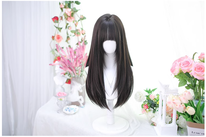 Lolita Wig Black Brown Wigs Medium Length Straight Wigs 35600:496394