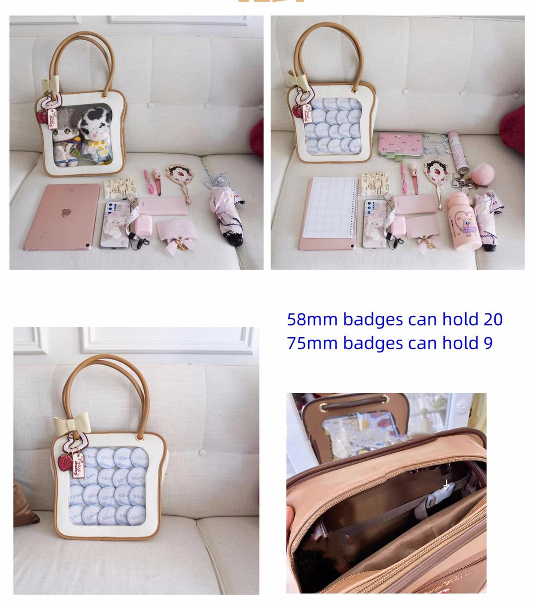 Kawaii Ita Bag Toast Ita Bag With Shoulder Cotton Dolls Bag 21914:326454