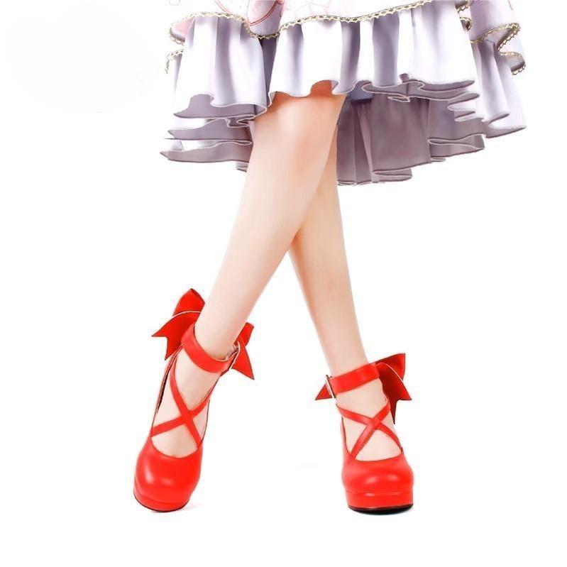 Lolita Shoes High Heel Shoes With Round Toe And Bow Ties Multicolor 31646:369090 31646:369090