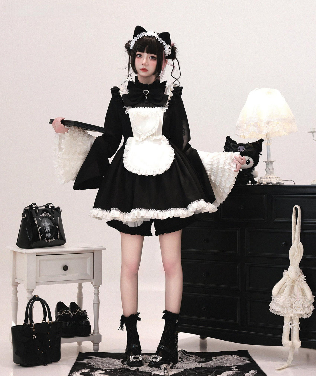 Maid-Inspired Dress Outfit, Detachable Apron 44427:807871