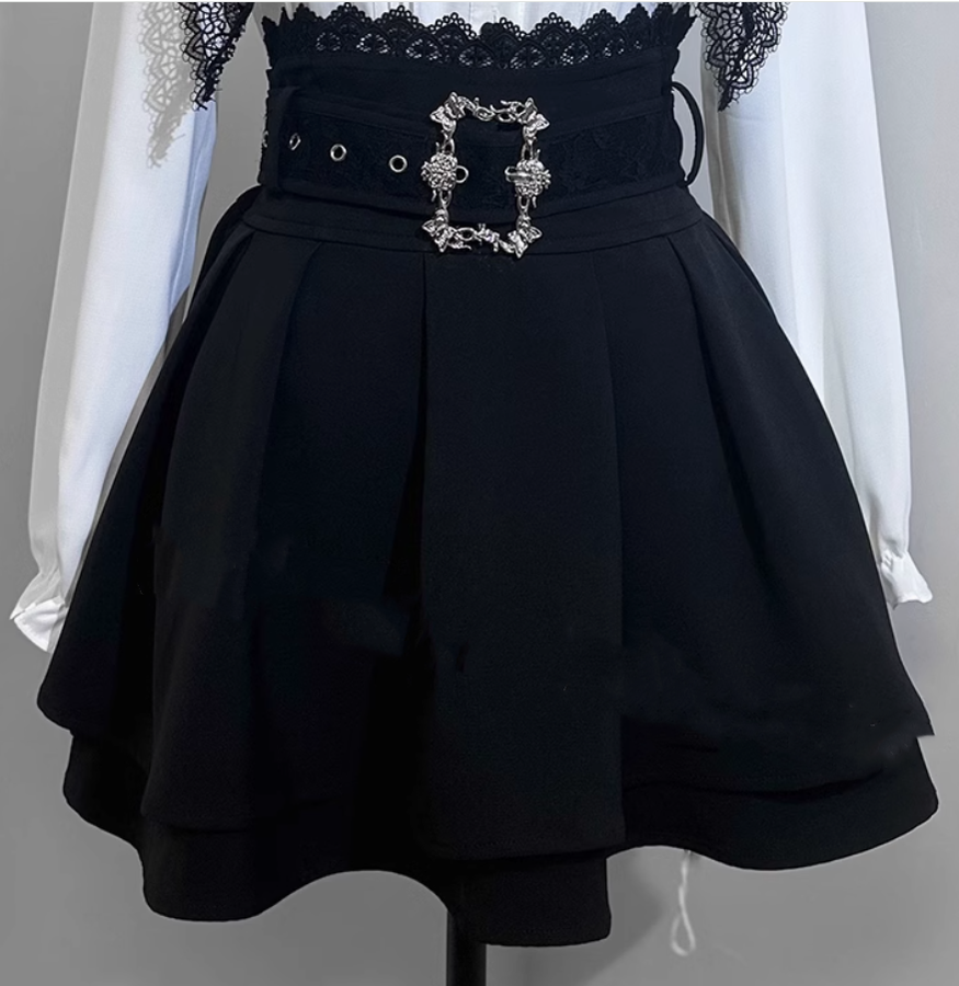 Jirai Kei Lace Blouse Double Layer Skirt A-line (L M XL XXL) 39278:618514