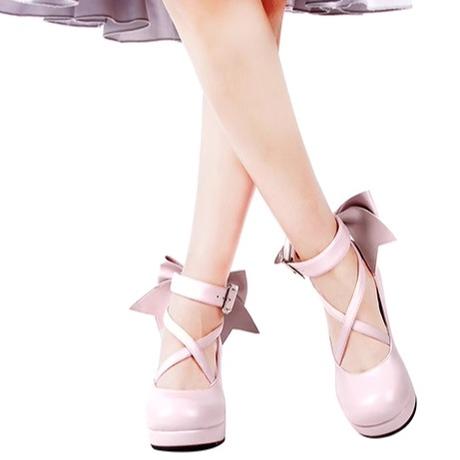 Lolita Shoes High Heel Shoes With Round Toe And Bow Ties Multicolor 31646:369022 31646:369022