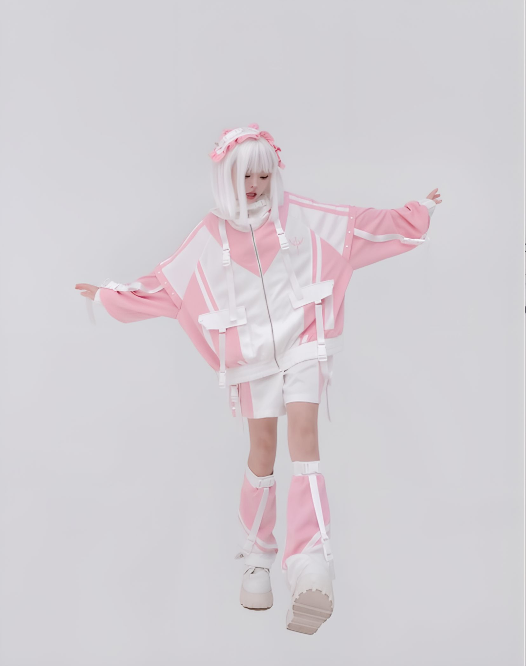 Plus Size Tenshi Kaiwai Coat Set Multicolor Sporty Outfits (L M) 40332:658600